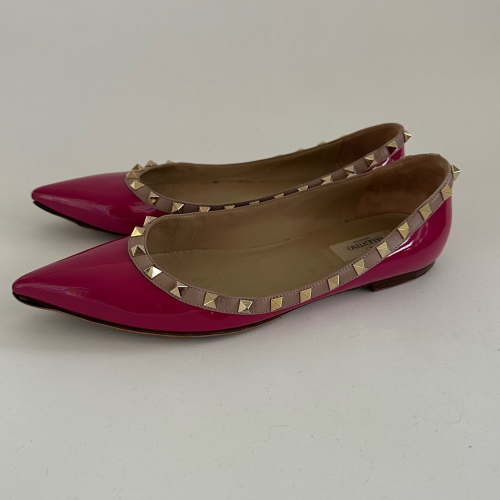 Valentino Black Rockstud Flats 40 (9) - Picture 3 of 7